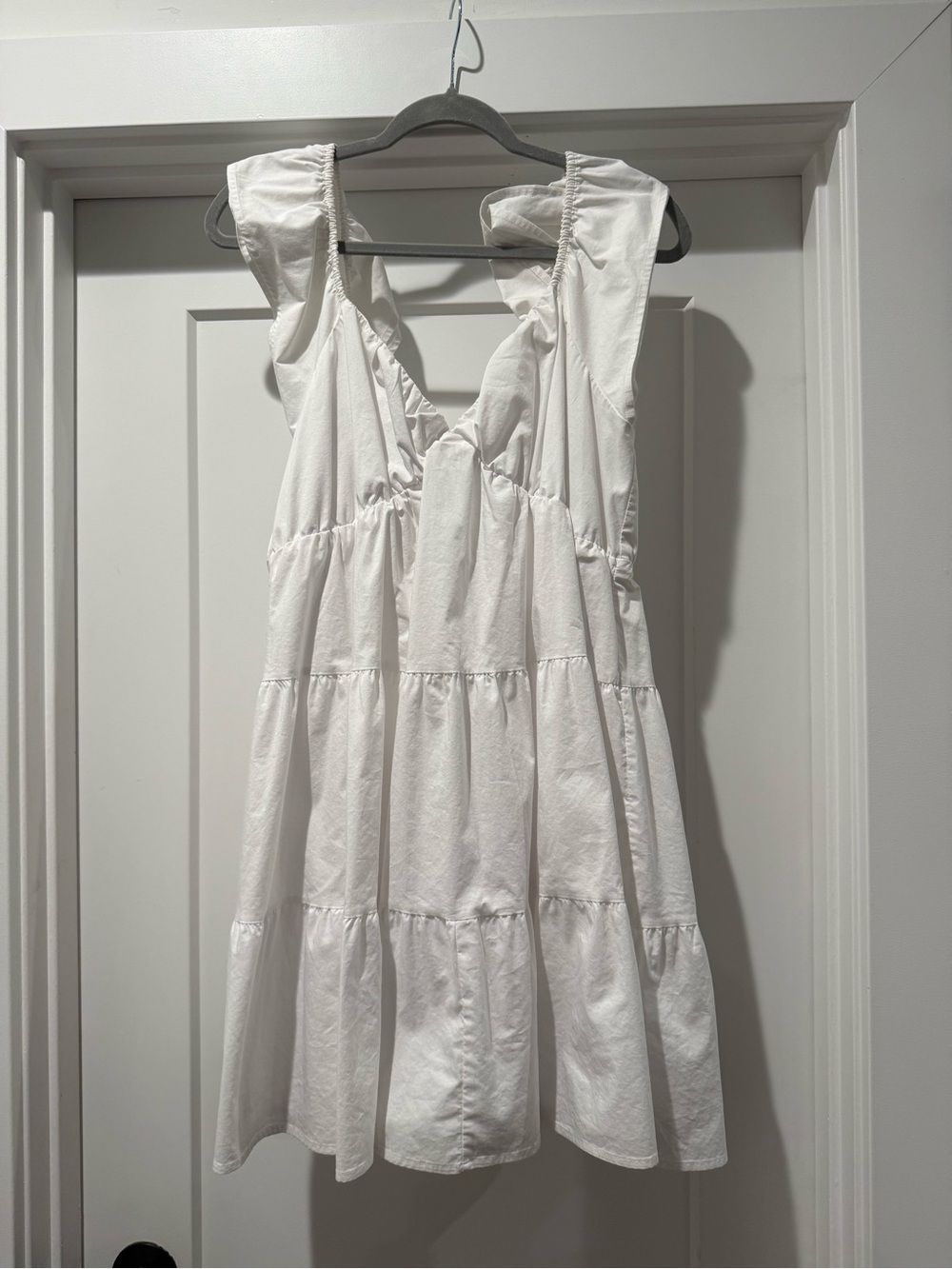 Express Classic White Ruffle Tiered Dress